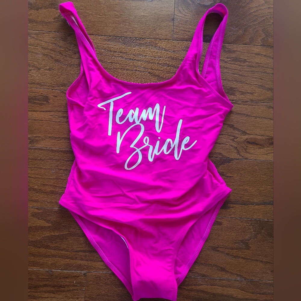Team Bride Hot Pink One-Piece Swimsuit (L)